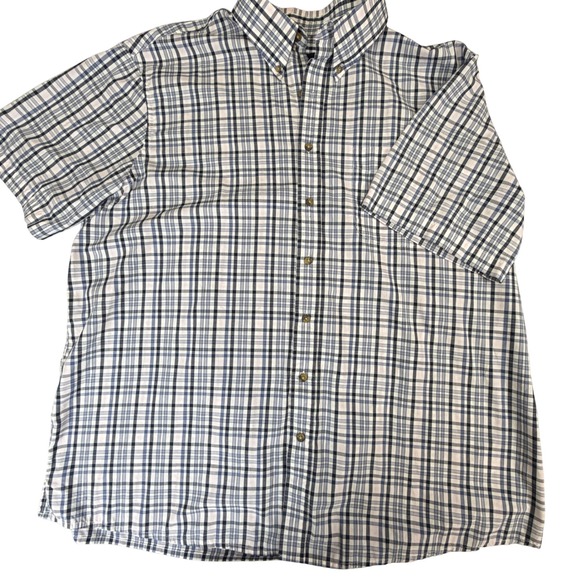 Harbor Bay Other - Harbor Bay Mens 1XL‎ Blue White Pink Plaid Short Sleeve Button Down Shirt